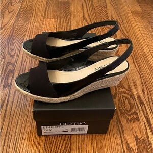 Ellen Tracy Black Women's Slingback Wedge Shoes
